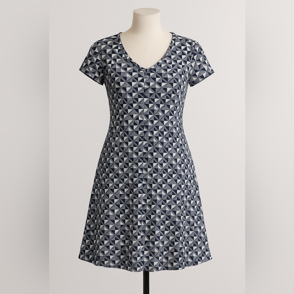 V by Violet Weekend Dress M Geometric Textured Knit Fit Flare Mod Workwear Retro